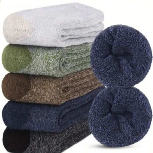 5 Pairs Men's Thermal Socks – Warm, Thick, and Cushioned for Winter