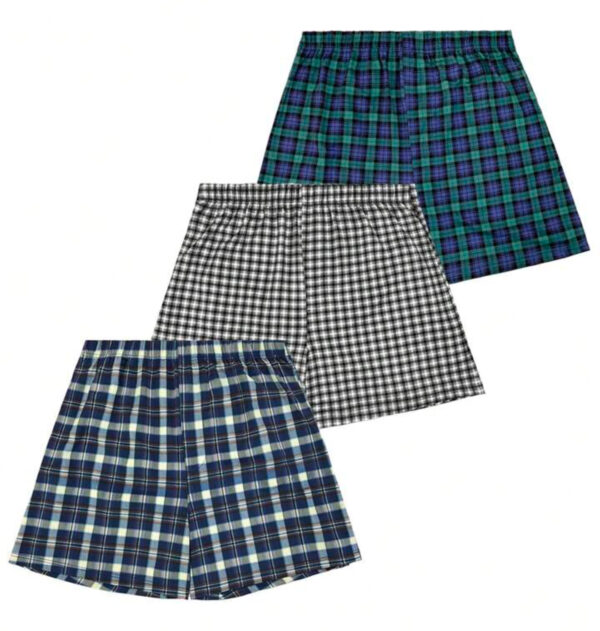 3-Pack Plaid Printed Elastic Waist Boxers for Men - Image 2