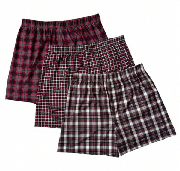 3-Pack Plaid Printed Elastic Waist Boxers for Men